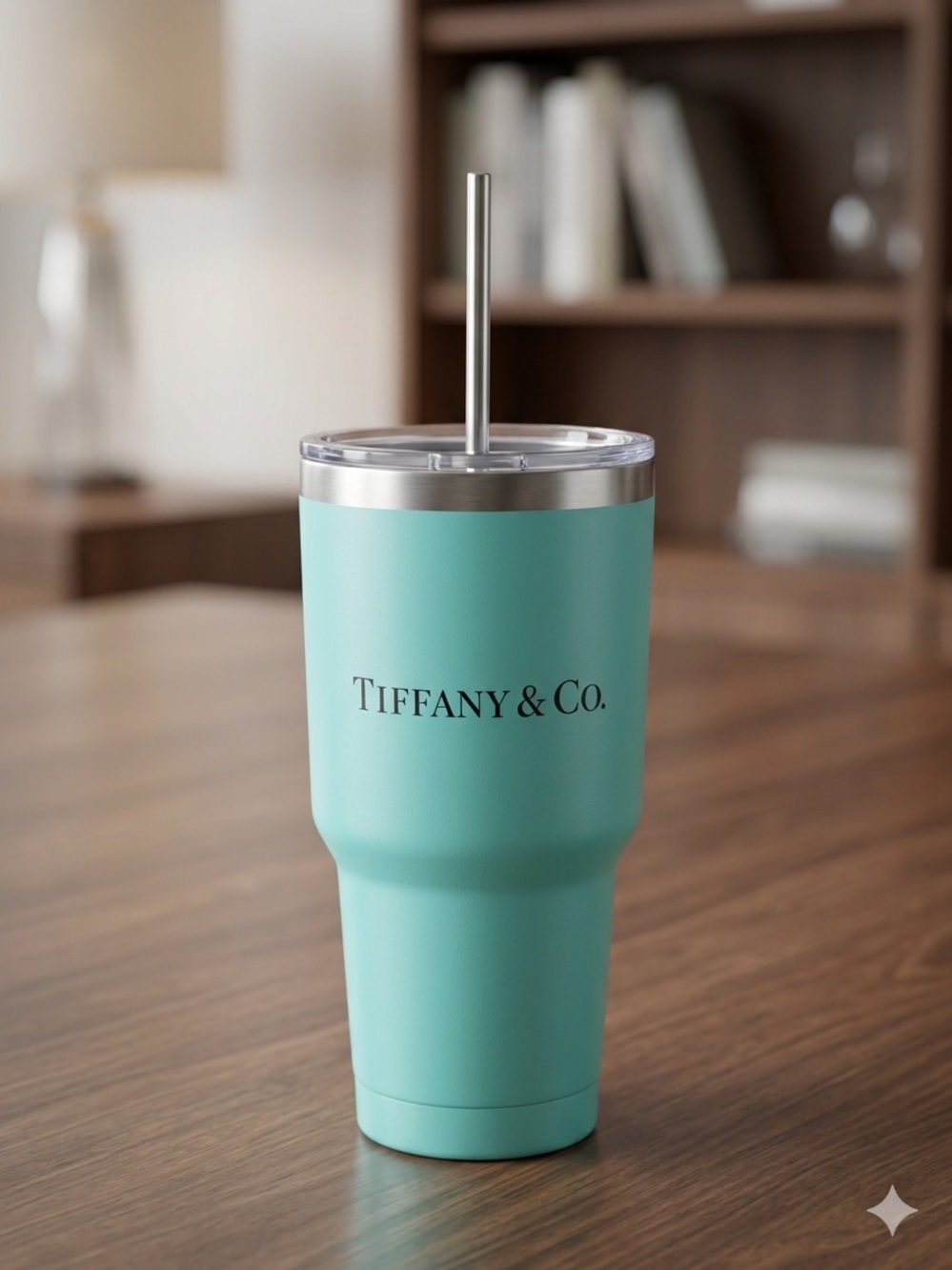 Turquoise Insulated Travel Tumbler with Straw